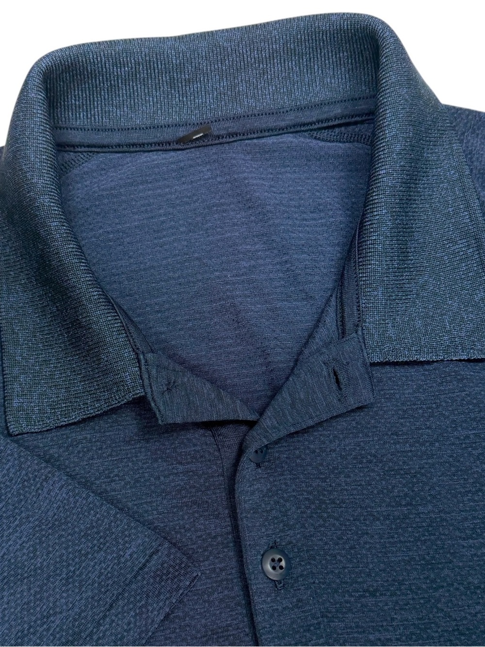 Lululemon Metal Vent Tech Polo Shirt Mens Large Blue Performance Stretch Golf UV
